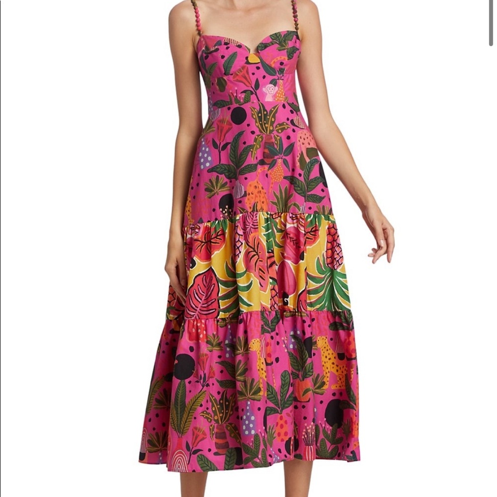 Farm Rio Pink Pop Leopard Print Dress